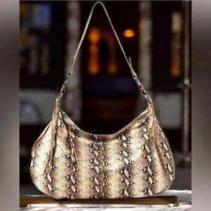 NWT HOBO LEMOX Snake Embossed leather Shoulder Bag - Gold